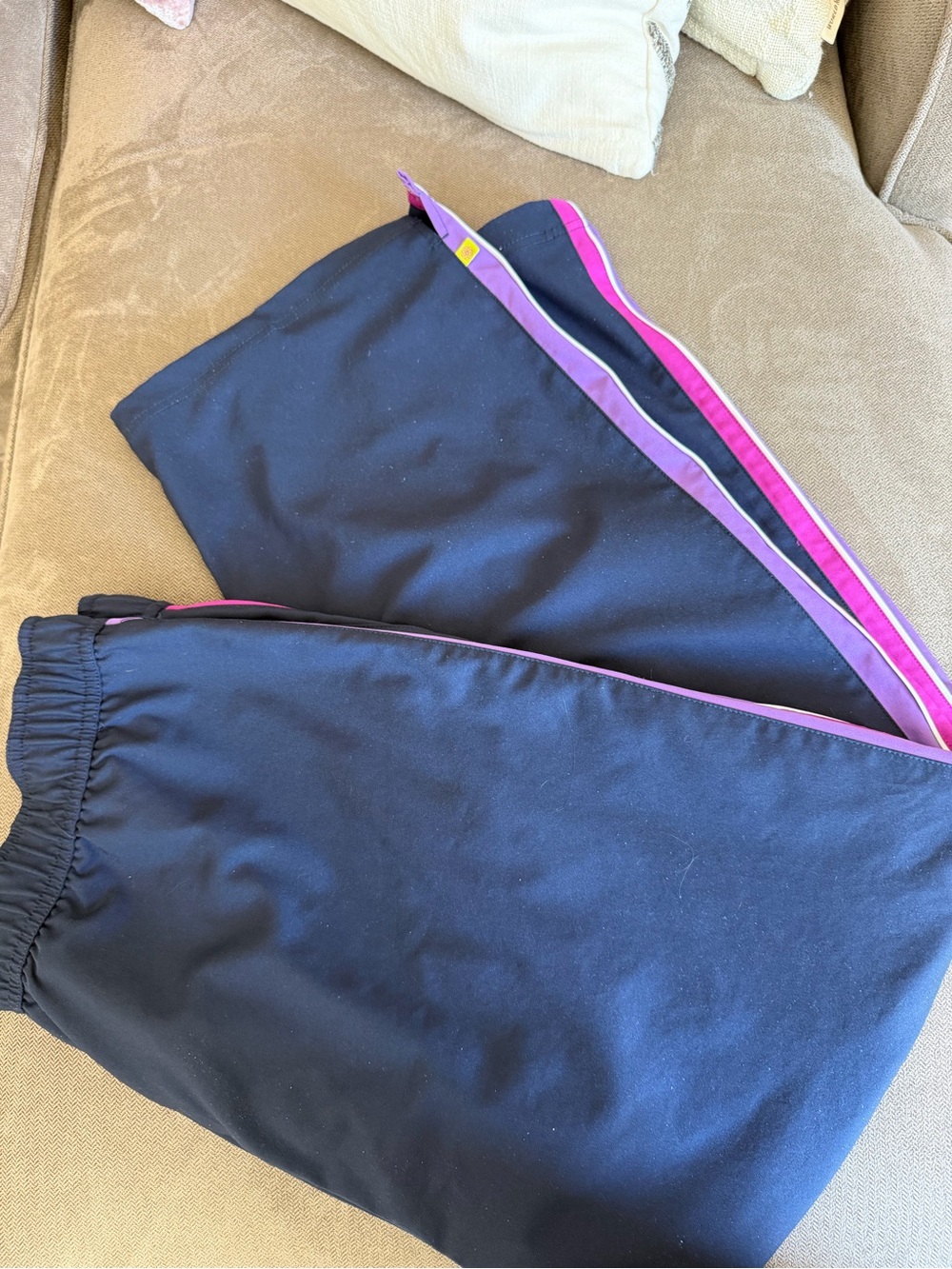 Source Unknown Navy Joggers with Pink & Purple Side Stripes